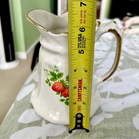 Vintage Dainty Porcelain Strawberry Field Cottagecore Farmhouse Kitchen Pitcher - Picture 12 of 13